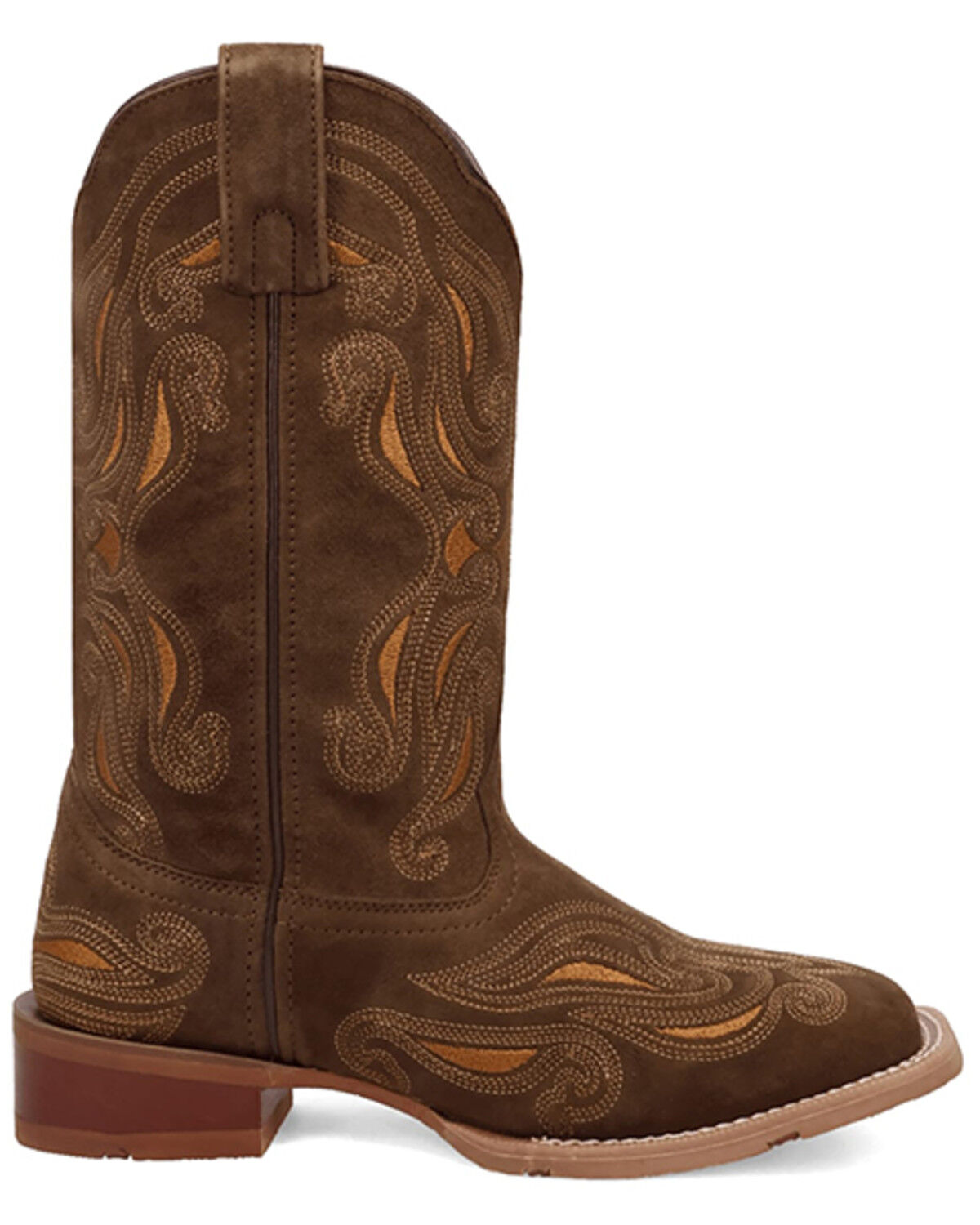 Image #2 - Laredo Women's Millie Suede Western Boots - Broad Square Toe, Olive, hi-res