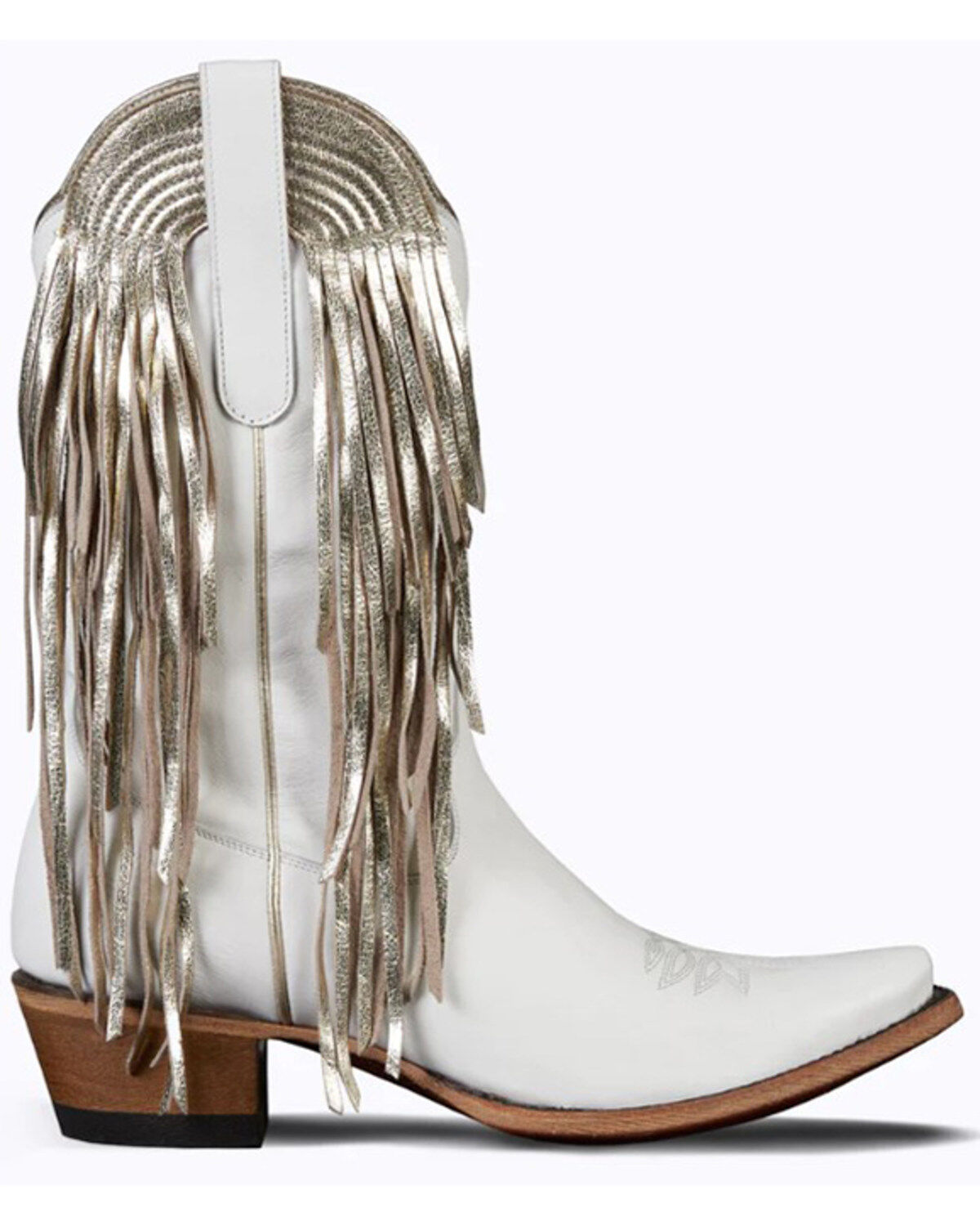 Image #2 - Lane Women's Fringe Star Western Boots - Snip Toe, White, hi-res