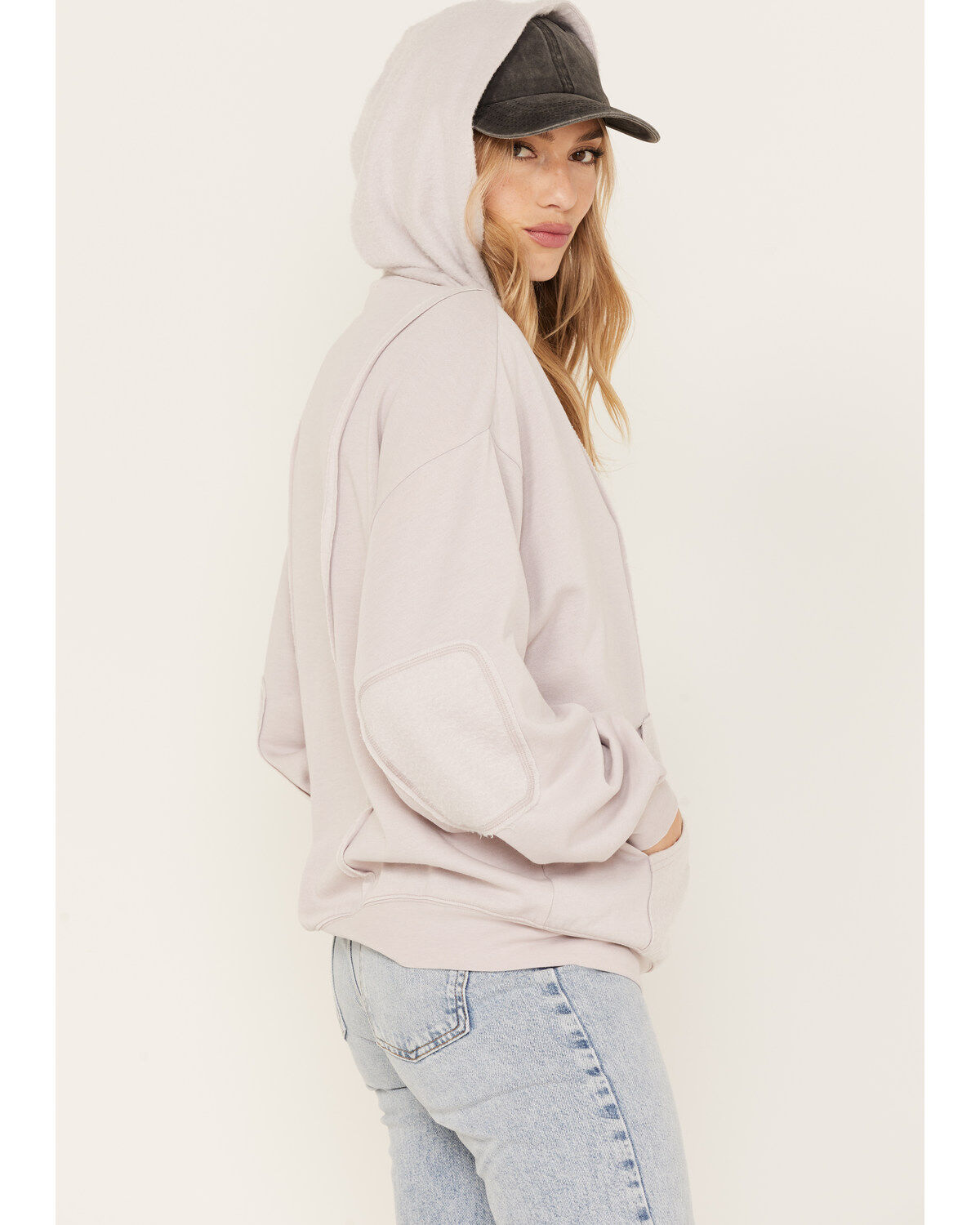 Image #2 - Cleo + Wolf Women's Seamed Zip Hoodie, Light Purple, hi-res