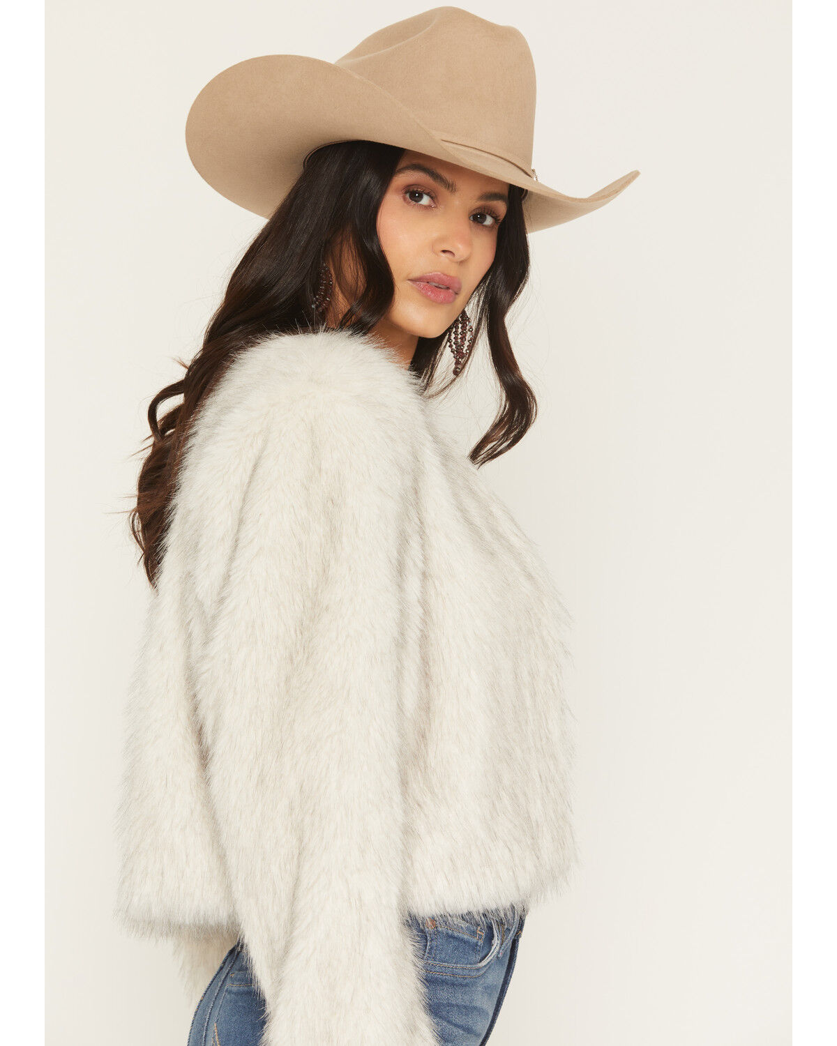 Image #2 - Shyanne Women's Faux Fur Cropped Jacket, Cream, hi-res