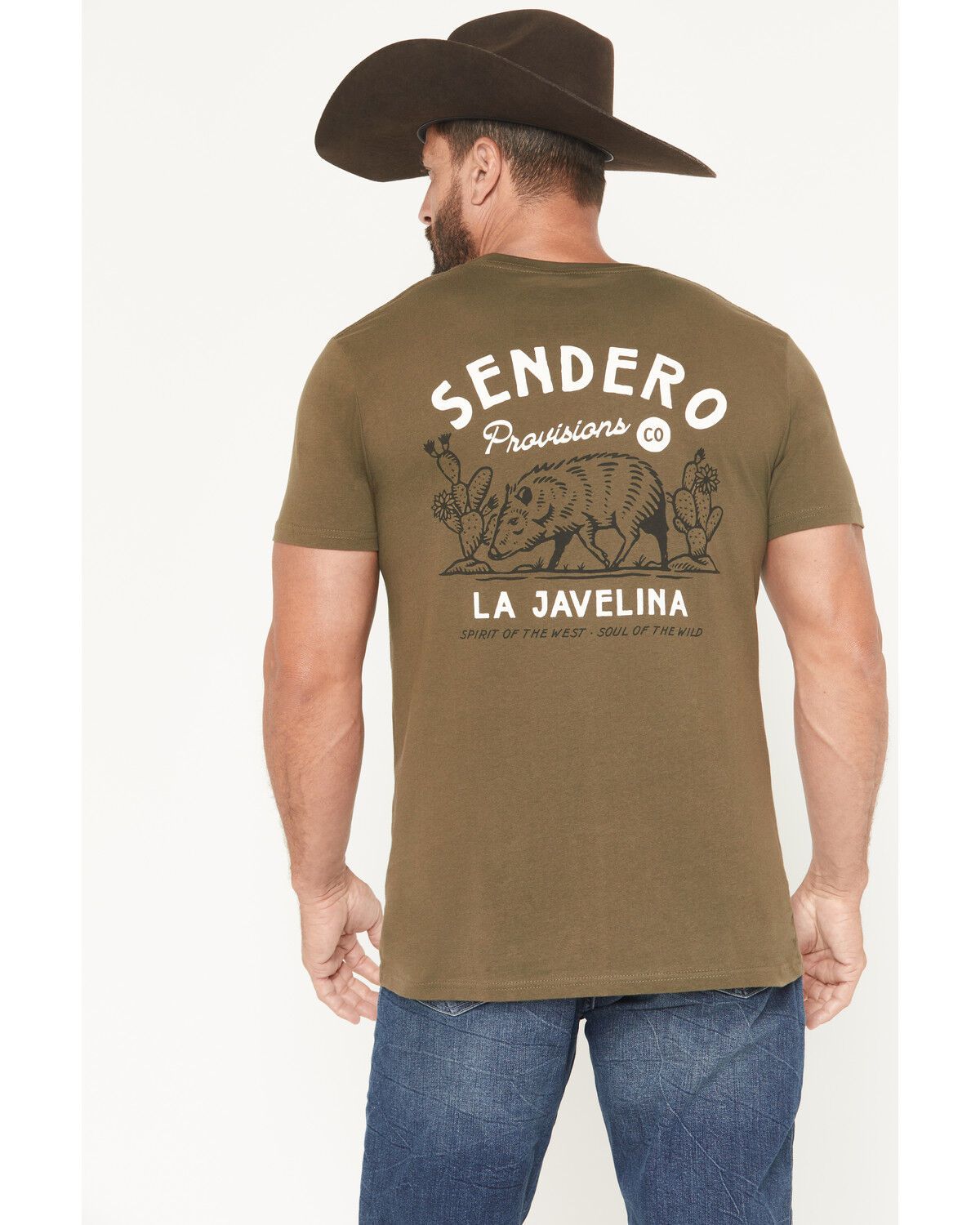 Image #3 - Sendero Provisions Men's La Javelina Short Sleeve Graphic T-Shirt, Olive, hi-res