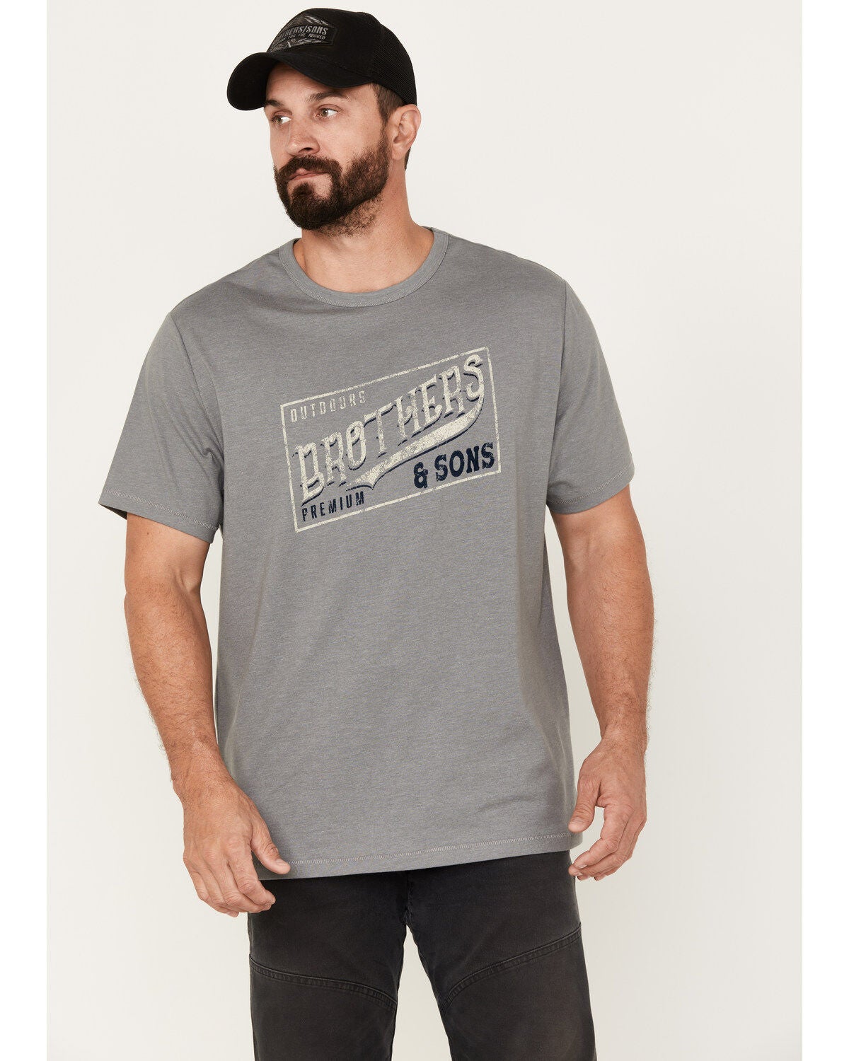 Brothers and Sons Men's Outdoors Logo Short Sleeve Graphic T-Shirt, Medium Grey, hi-res