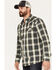 Image #2 - Moonshine Spirit Men's All Day Long Large Plaid Snap Western Shirt, Green, hi-res