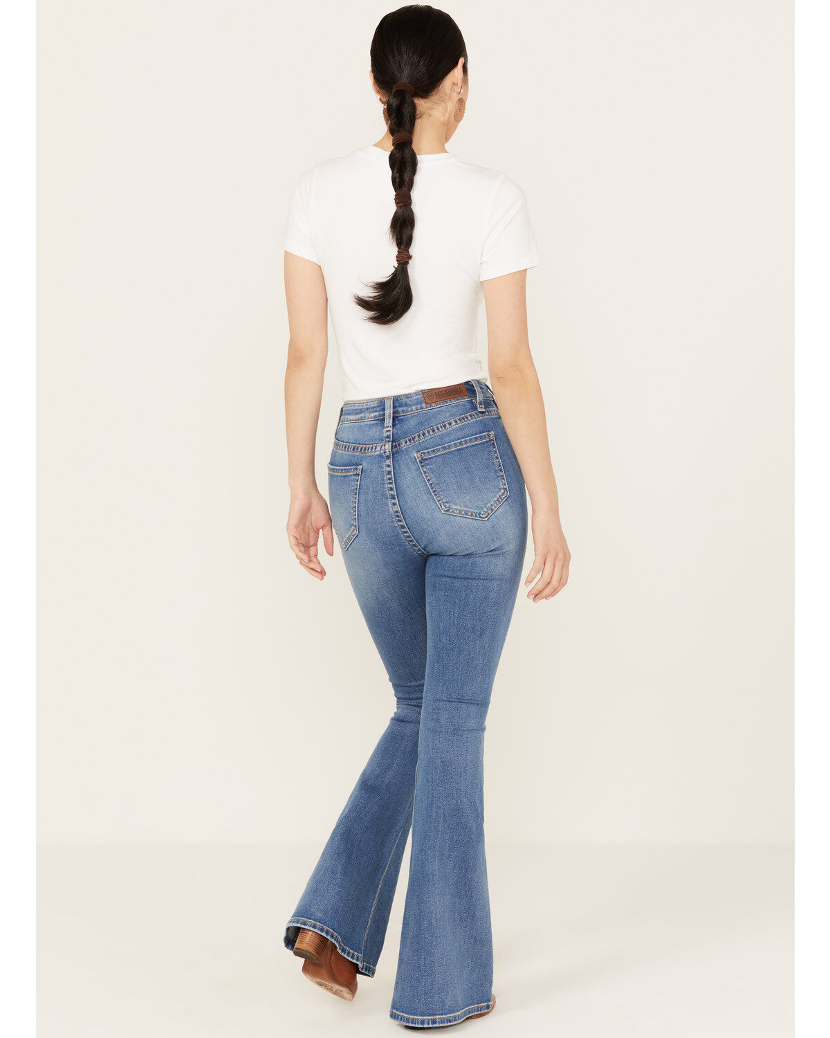 Product Name:  Rock & Roll Denim Women's Medium Wash High Rise Americana Star Flare Jeans