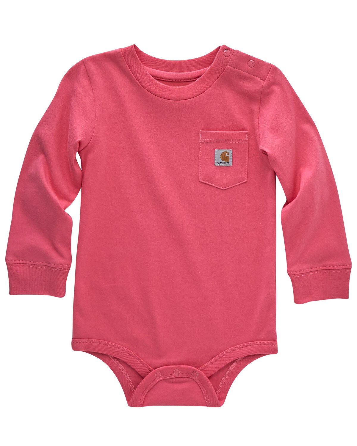 Carhartt Infant Girls' Logo Pocket Long Sleeve Onesie, Pink, hi-res