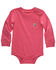 Image #1 - Carhartt Infant Boys' Logo Pocket Long Sleeve Onesie, Pink, hi-res