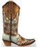 Corral Women's Floral Overlay and Studs Snip Toe Western Boots, Brown, hi-res