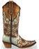 Image #2 - Corral Women's Floral Overlay and Studs Snip Toe Western Boots, Brown, hi-res