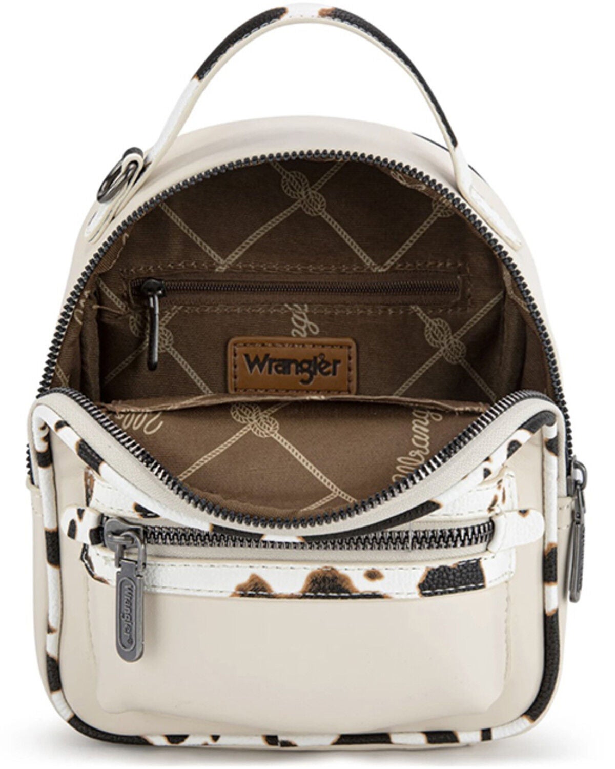 Image #4 - Wrangler Women's Cow Print Trim Mini Backpack with Coin Pouch, Tan, hi-res