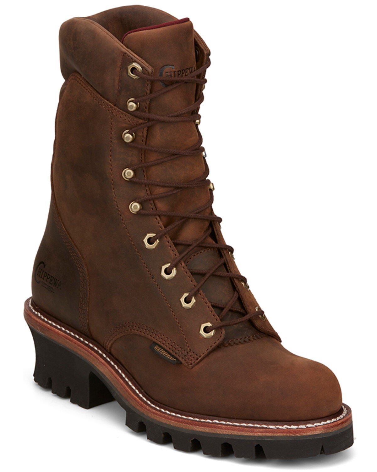 Chippewa Men's Super DNA 9" Waterproof Logger Work Boots - Soft Toe, Brown, hi-res