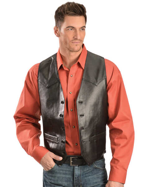 Image #1 - Scully Men's Basic Lambskin Vest, Black, hi-res