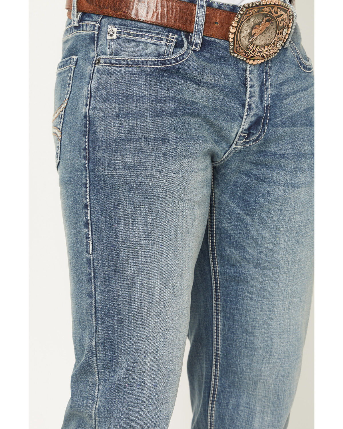 Image #2 - Hooey Men's Medium Wash Slim Straight Stretch Denim Jeans, Medium Wash, hi-res