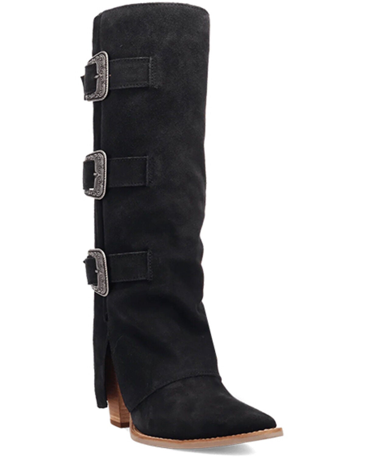Image #1 - Dingo Women's Buckle Bunny Tall Western Boots - Round Toe, Black, hi-res