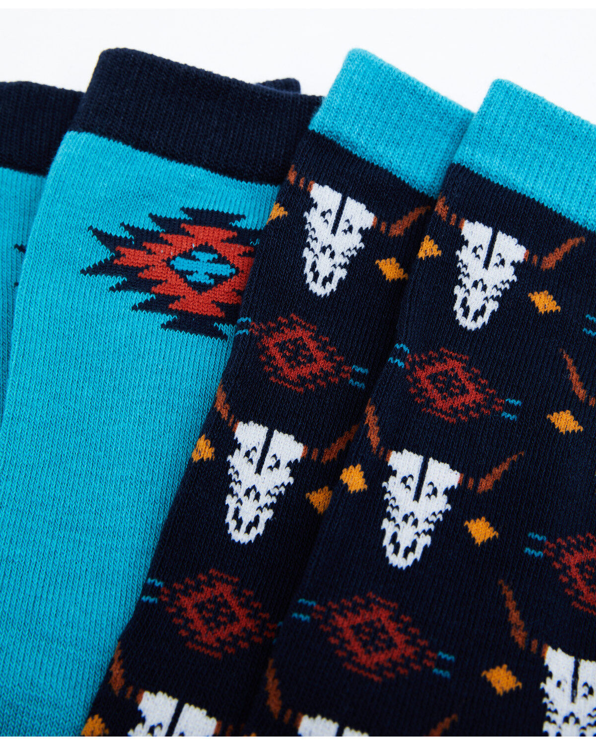 Image #2 - Shyanne Women's Teal Navajo Bull Crew Socks - 2 Pack, Teal, hi-res