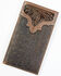 Cody James Men's Ostrich Tooled Checkbook Wallet, Brown, hi-res