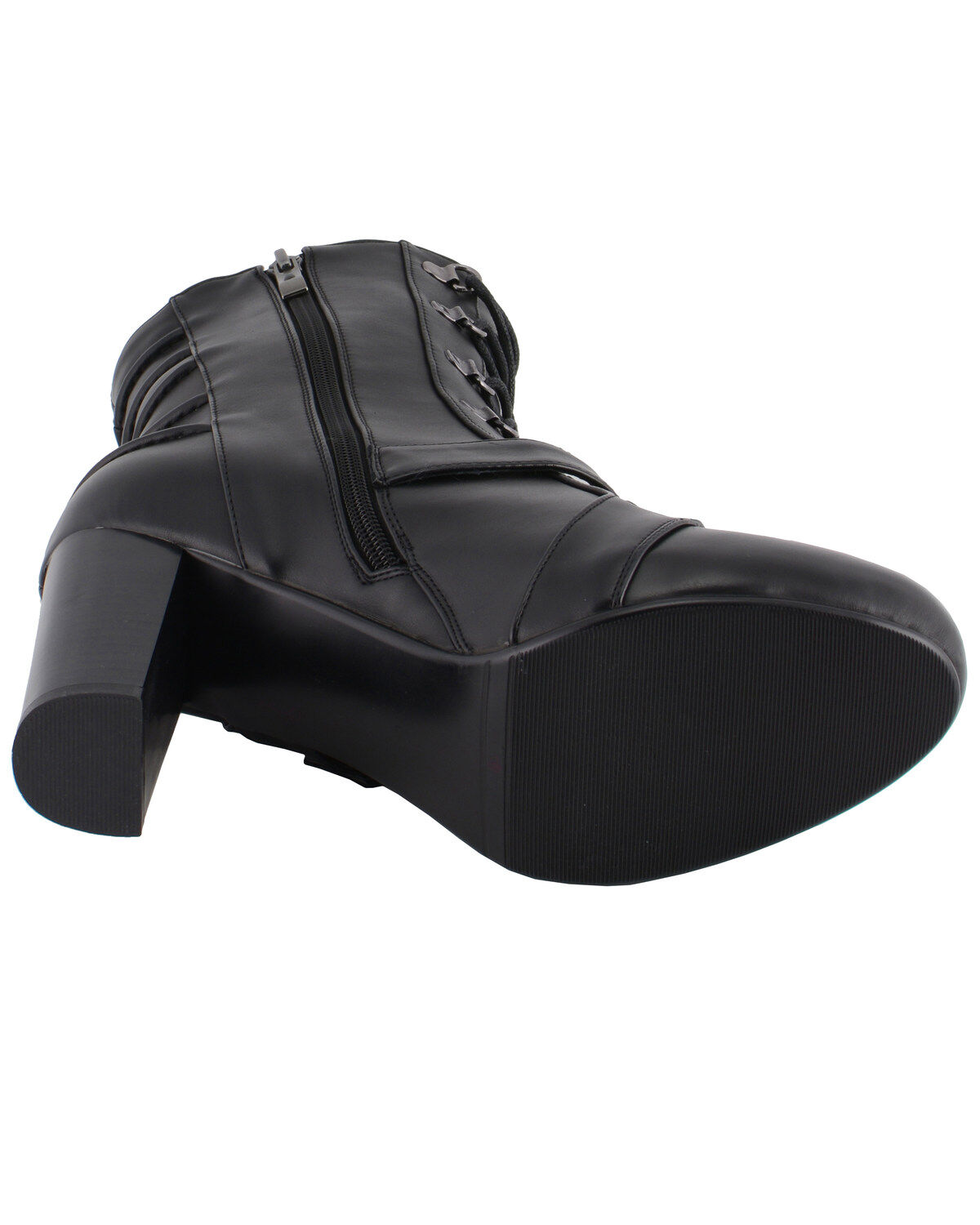 Image #6 - Milwaukee Leather Women's Block Heel Lace Front Boots - Round Toe, Black, hi-res