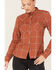 Image #3 - Shyanne Women's Plaid Print Long Sleeve Flannel Button-Down Shirt, Chestnut, hi-res