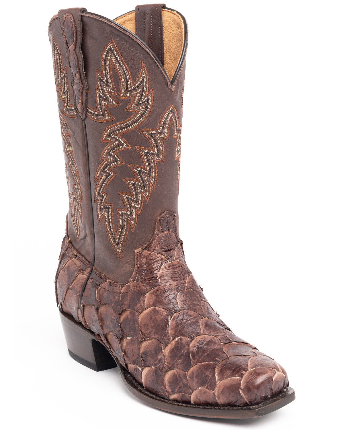 Image #1 - Cody James Men's Coffee Shiny Exotic Pirarucu Western Boots - Square Toe, , hi-res