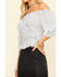 Image #4 - Wrangler Women's Tile Print Smocked Peasant Off The Shoulder Top, , hi-res