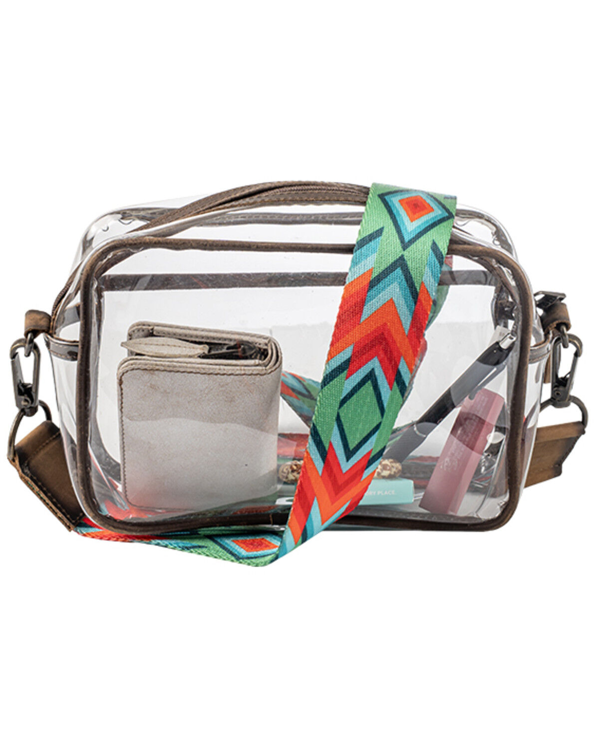 Image #5 - STS Ranchwear by Carroll Women's Lucy Clear Stadium Crossbody Bag, Brown, hi-res