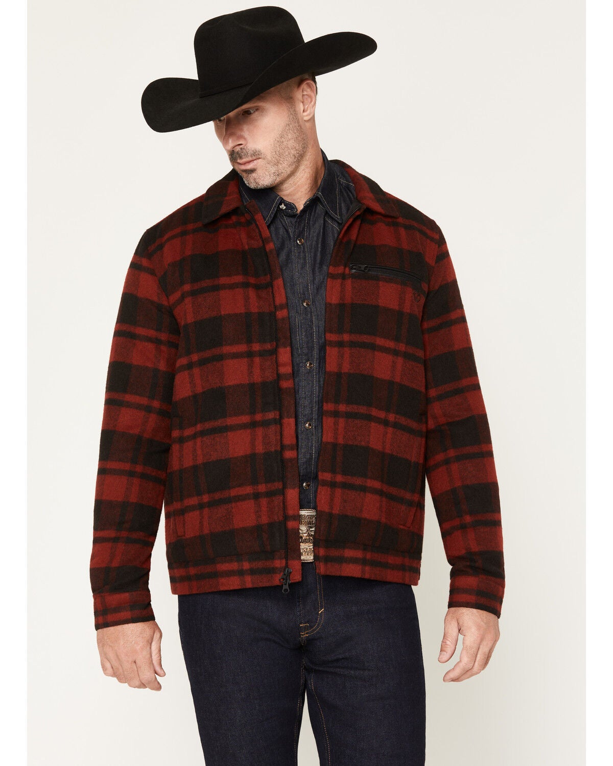 Cody James Men's Gainville Plaid Print Wool Jacket, Dark Red, hi-res