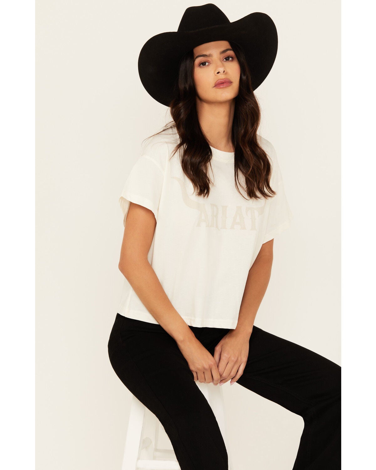 Ariat Women's Wild Hat Short Sleeve Graphic Tee, White, hi-res