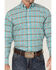 Rough Stock by Panhandle Men's Dobby Small Plaid Print Long Sleeve Button Down Western Shirt , Turquoise, hi-res