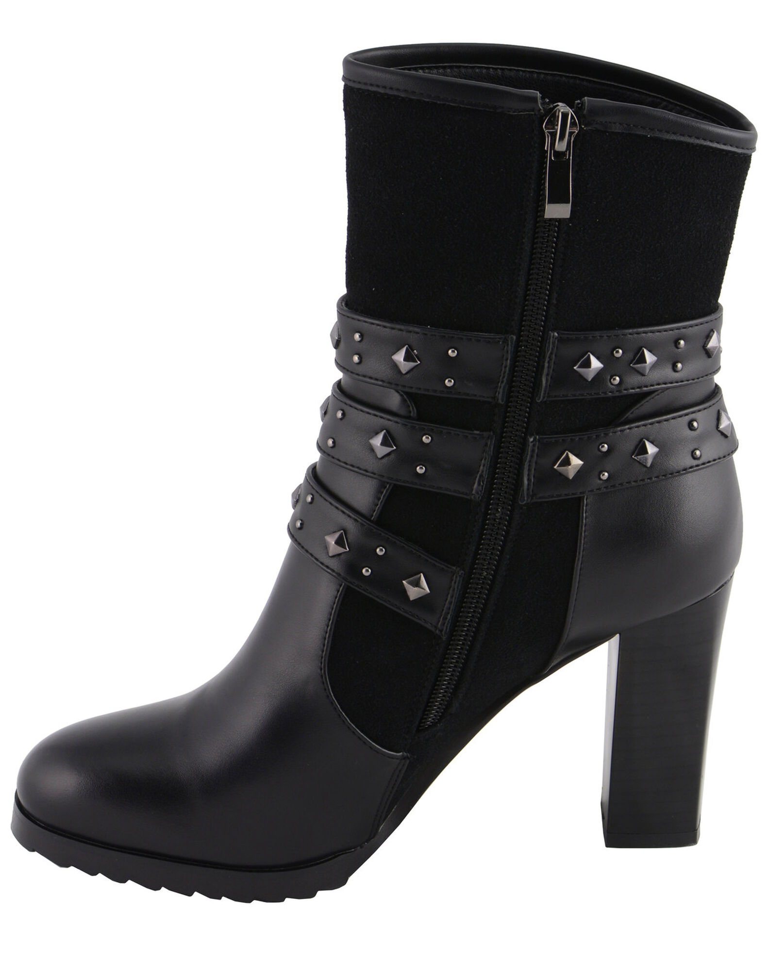 Image #4 - Milwaukee Leather Women's Block Heel Triple Strap Riding Boots - Round Toe, Black, hi-res