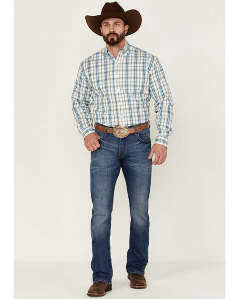 Image #2 - Stetson Men's Vintage Plaid Long Sleeve Button-Down Western Shirt , Blue, hi-res