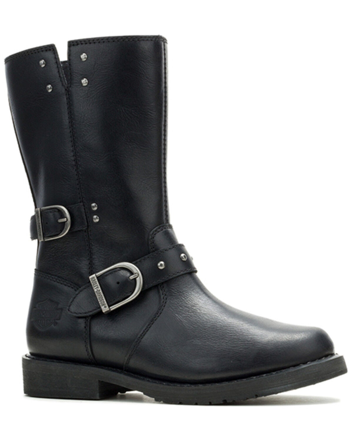 Image #2 - Harley Davidson Women's Addie Buckle Studded Motorcycle Boots - Round Toe, Black, hi-res