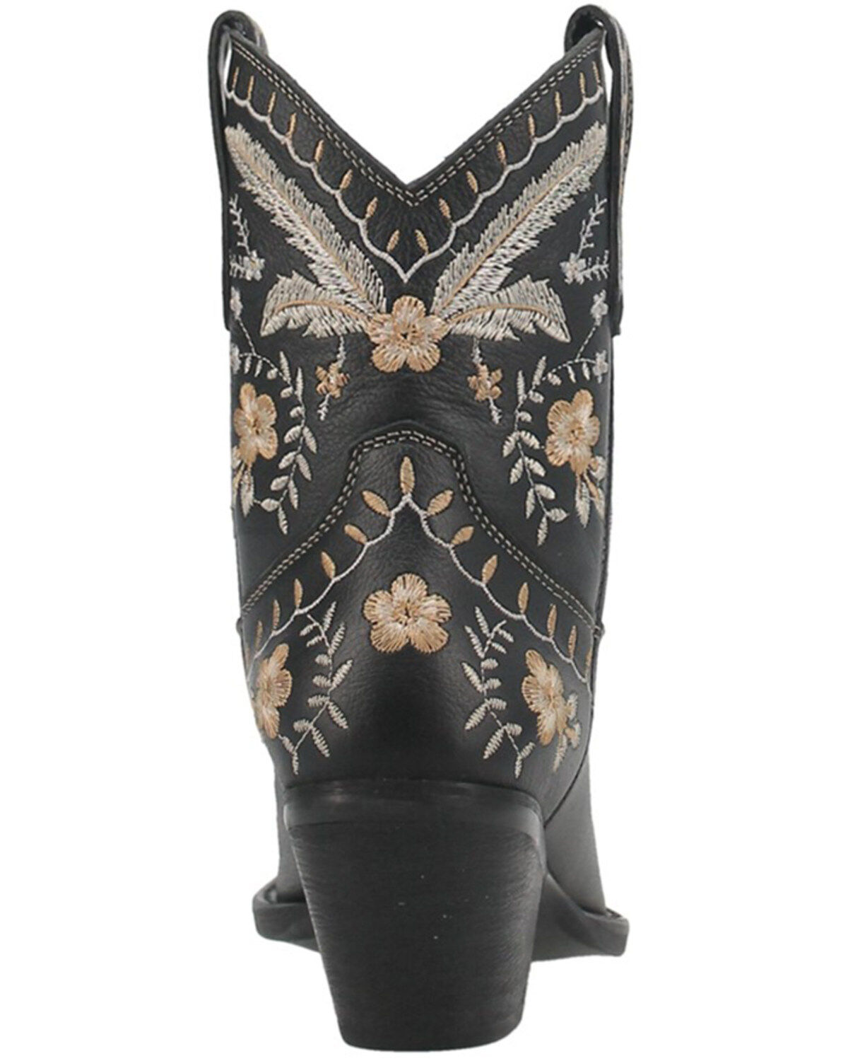 Image #5 - Dingo Women's Primrose Embroidered Floral Western Booties - Snip Toe, Black, hi-res