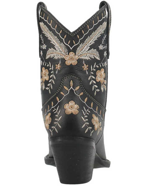 Dingo Women's Primrose Embroidered Floral Western Bootie - Almond Toe, Black, hi-res