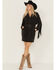 Image #1 - Idyllwind Women's Fringe Long Sleeve Stretch Denim Mini Dress, Black, hi-res