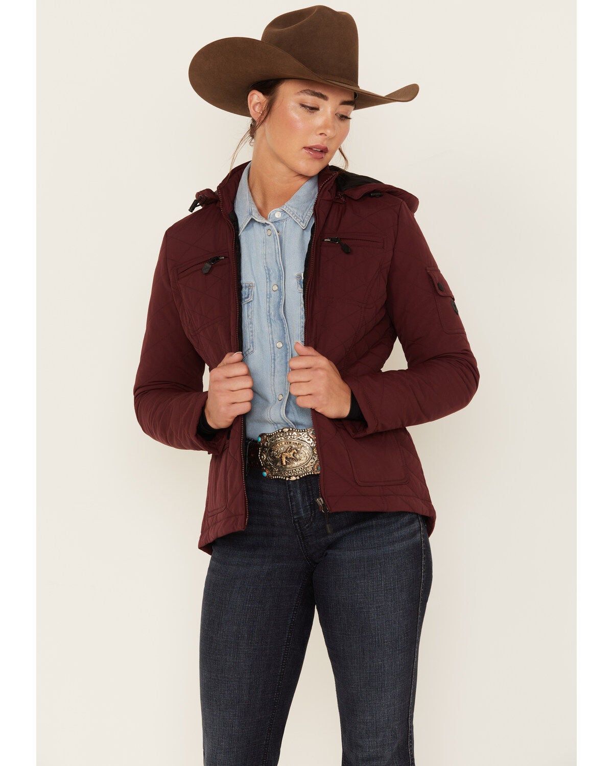 RANK 45&reg; Women's Ultimate Legacy Quilted Jacket, Dark Red, hi-res