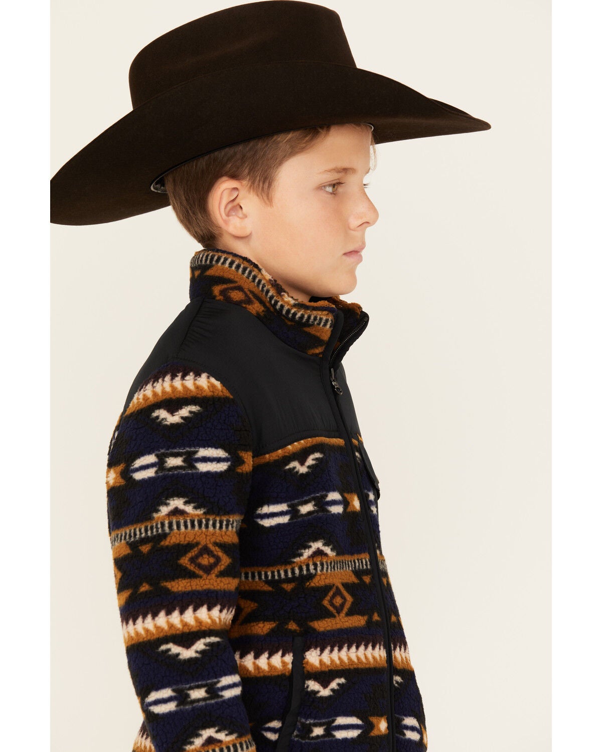 Image #2 - Wrangler Boys' Southwestern Print Sherpa Zip Jacket, , hi-res