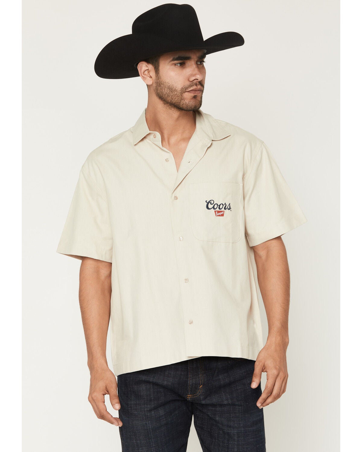 Image #2 - Coors Men's Boot Barn Exclusive Coors Short Sleeve Button-Down Shirt, Natural, hi-res