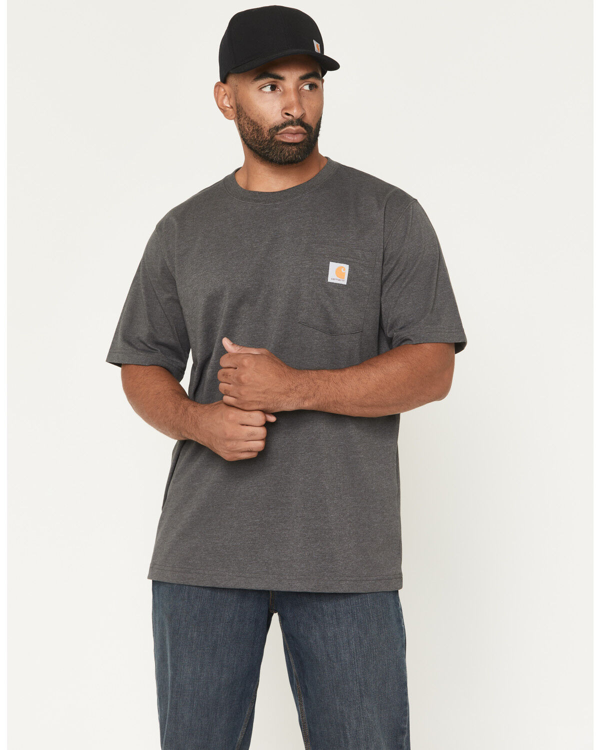 Image #2 - Carhartt Men's Relaxed Fit Lightweight Short Sleeve Pocket T-Shirt, Dark Grey, hi-res