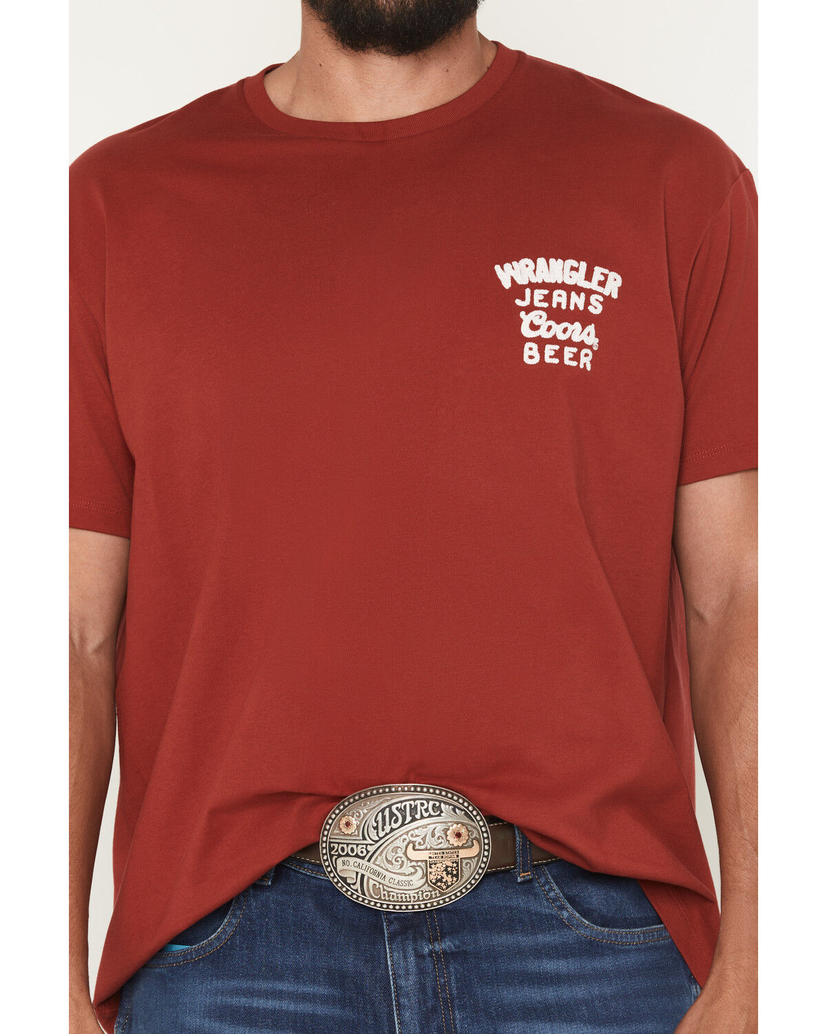 Image #3 - Wrangler X Coors Banquet Men's Chest Logo Short Sleeve Graphic T-Shirt, Red, hi-res