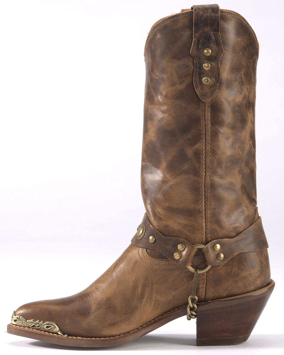 Image #5 - Abilene Women's Distressed Harness Western Boots - Round Toe, Tan, hi-res