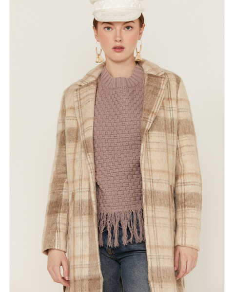 Image #3 - Angie Women's Plaid Print Duster Shacket, , hi-res