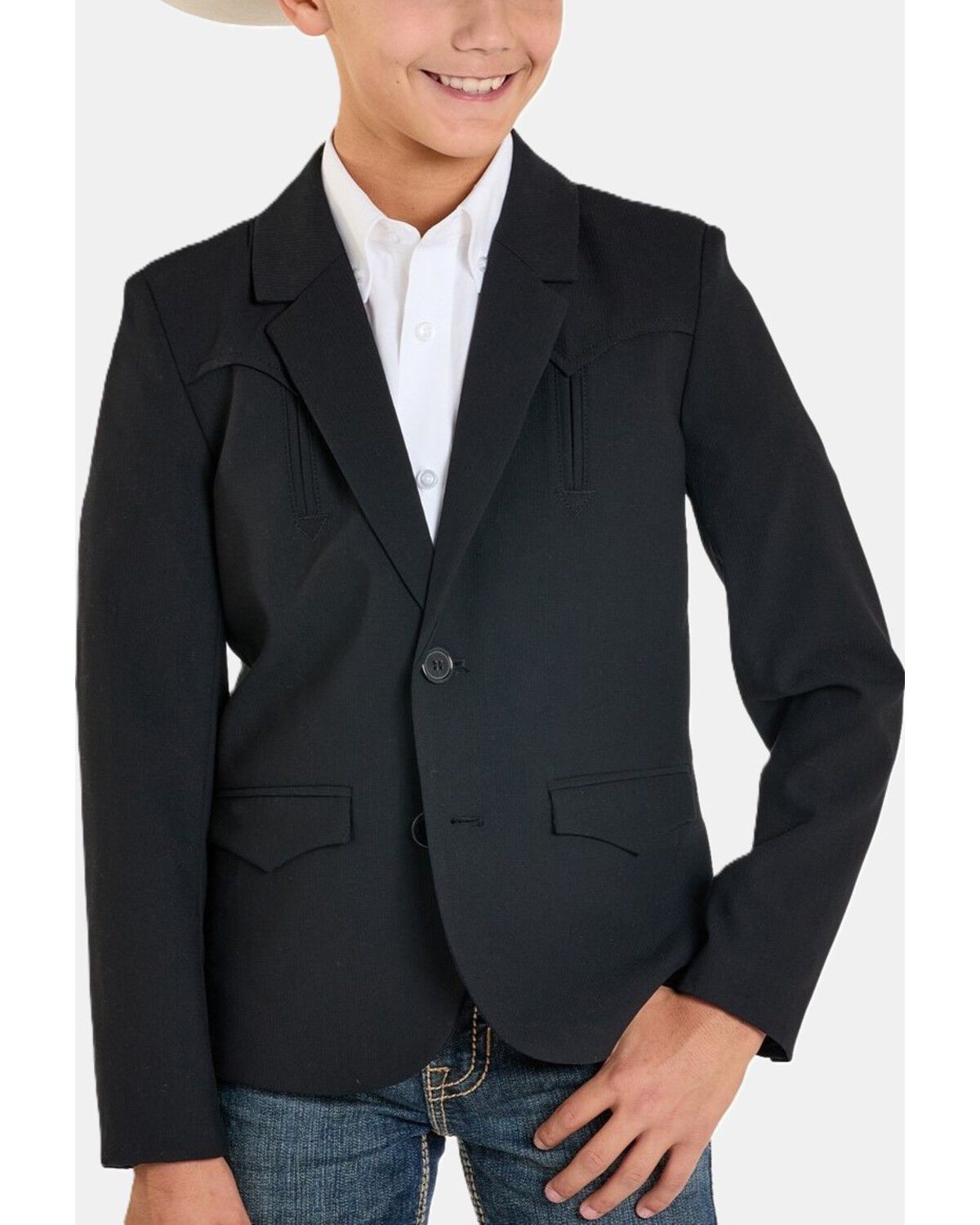 Image #1 - Rock & Roll Denim Boys' Solid Button-Down Sportcoat, Black, hi-res