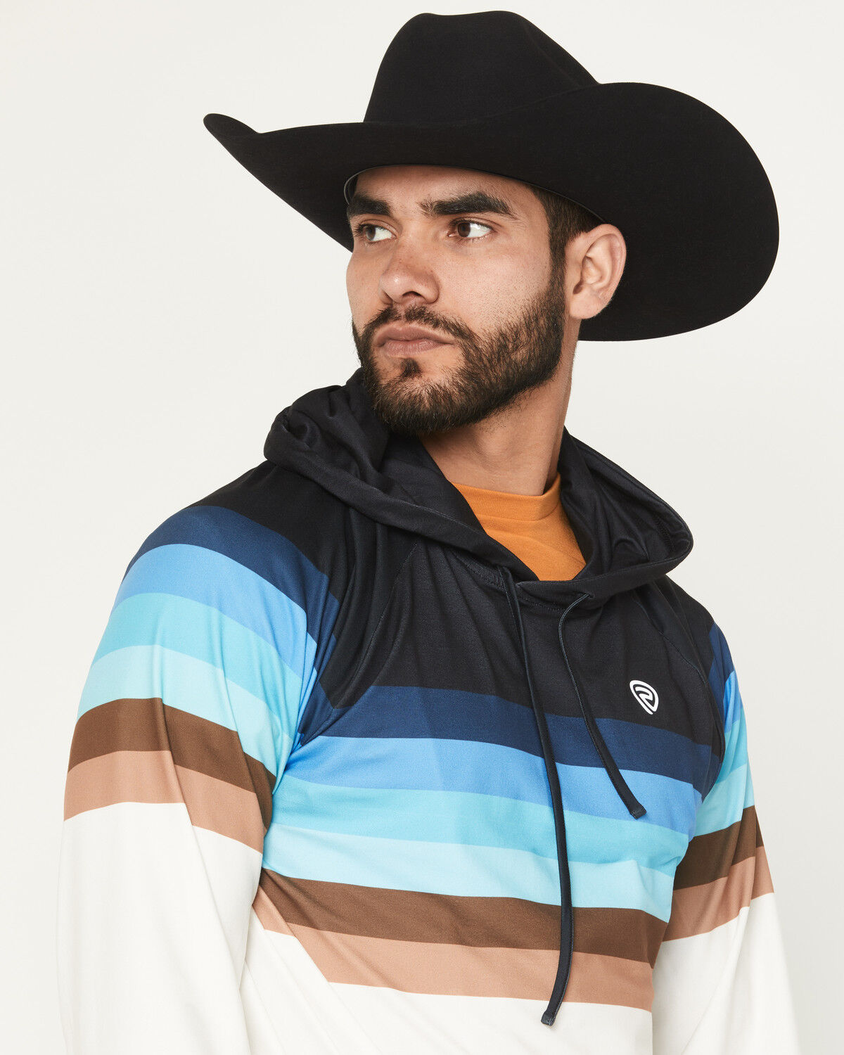 Image #2 - Rock & Roll Denim Men's Striped Hooded Sweatshirt, Blue, hi-res