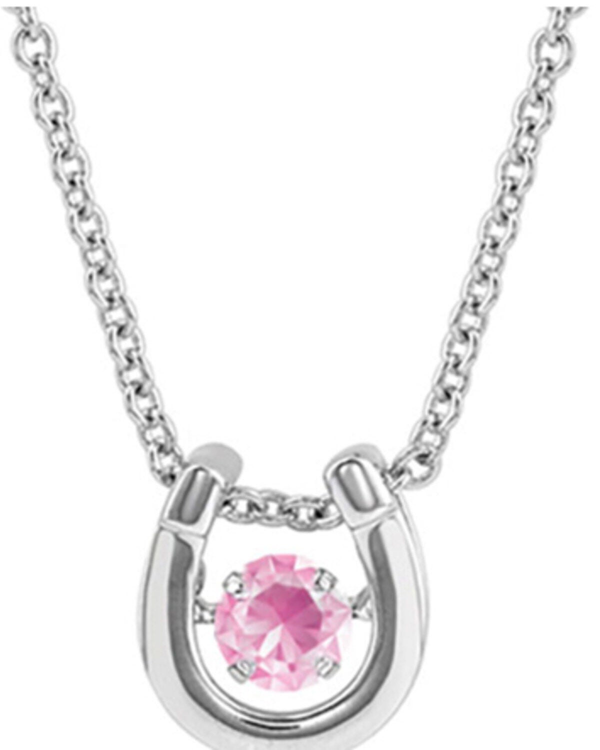 Montana Silversmiths Women's Dancing Birthstone Horseshoe Necklace, Silver, hi-res