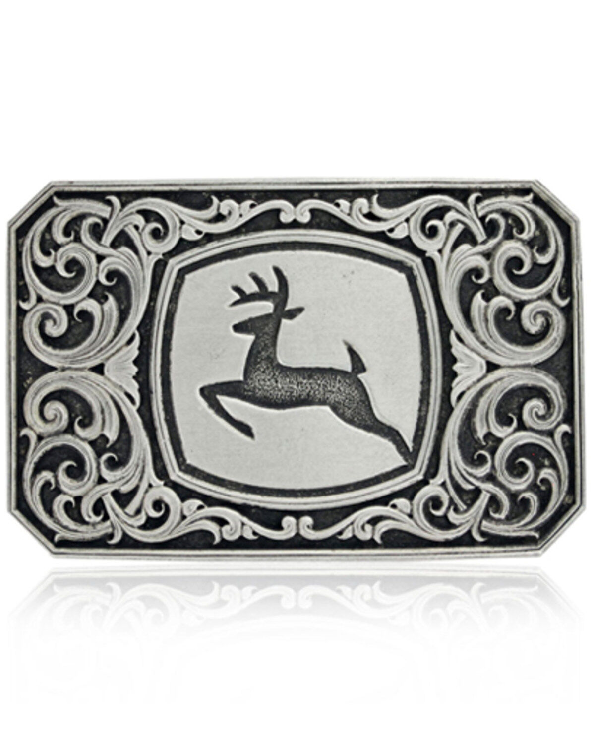 Image #1 - Montana Silversmiths Women's John Deere Filigree Belt Buckle, Silver, hi-res