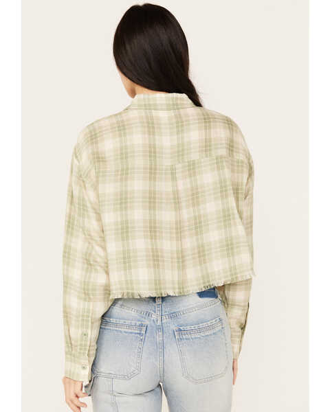Image #4 - Cleo + Wolf Women's Long Sleeve Cropped Shirt, Green, hi-res