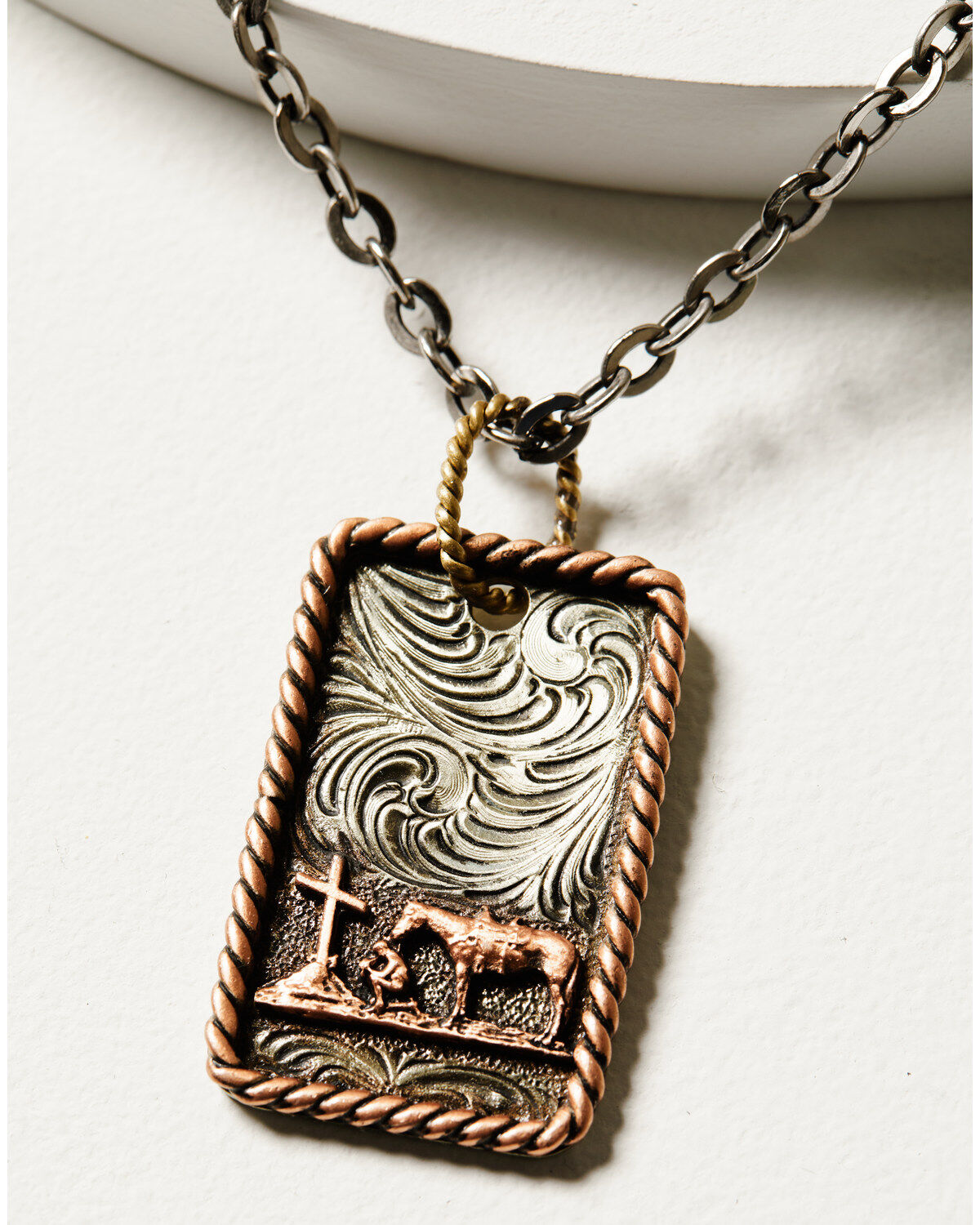 Product Name:  M & F Western Men's Silver Praying Cowboy Dog Tag Necklace