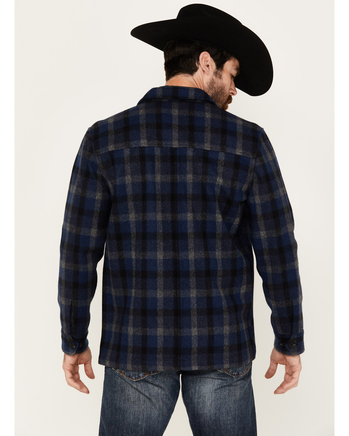 Image #4 - Pendleton Men's Lawson Plaid Print Long Sleeve Button-Down Shirt Jacket, Navy, hi-res