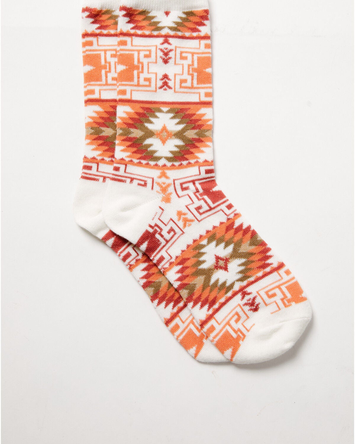 Image #1 - Boot Barn Women's Summer Western Print Crew Socks, Coral, hi-res