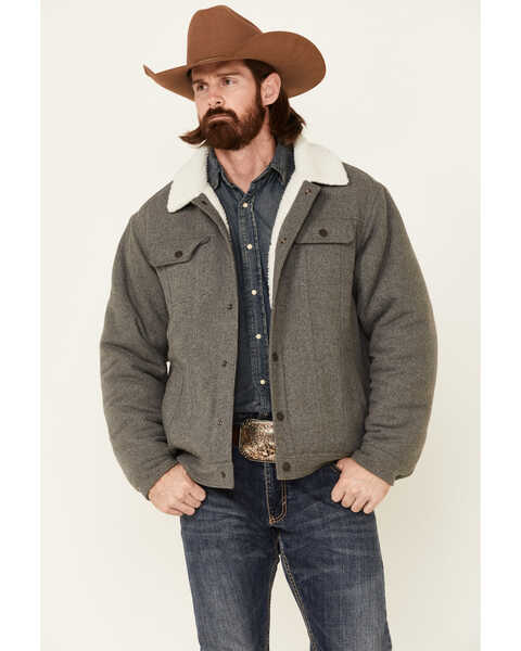 Cinch Men's Grey CC Wool Snap-Front Trucker Jacket , Grey, hi-res