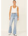 Rock & Roll Denim Women's Light Wash High Rise Flare Leg Jeans, Light Blue, hi-res